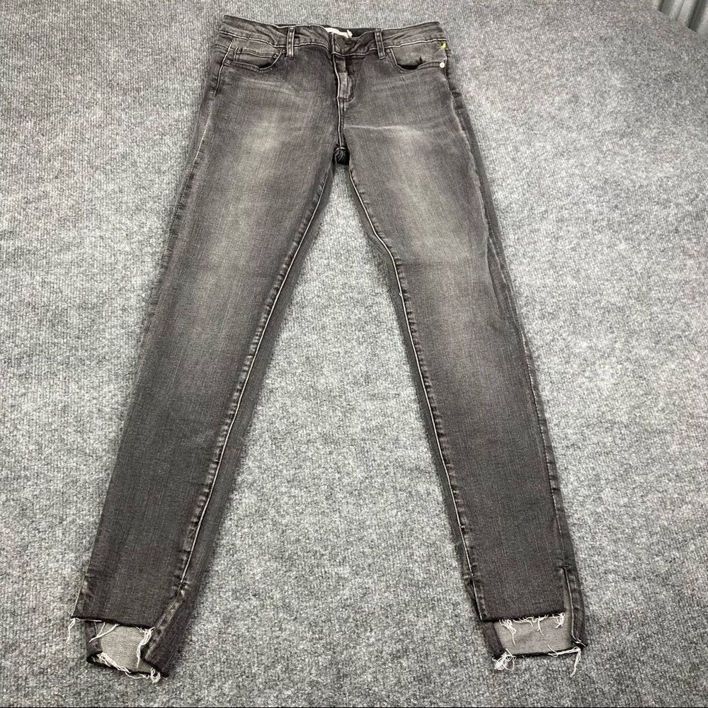 Tractr girls pants grey raw hem skinny jeans size 16